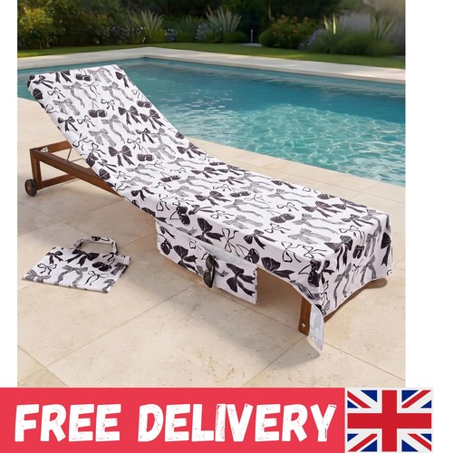 Bow print sun lounger towels - print,